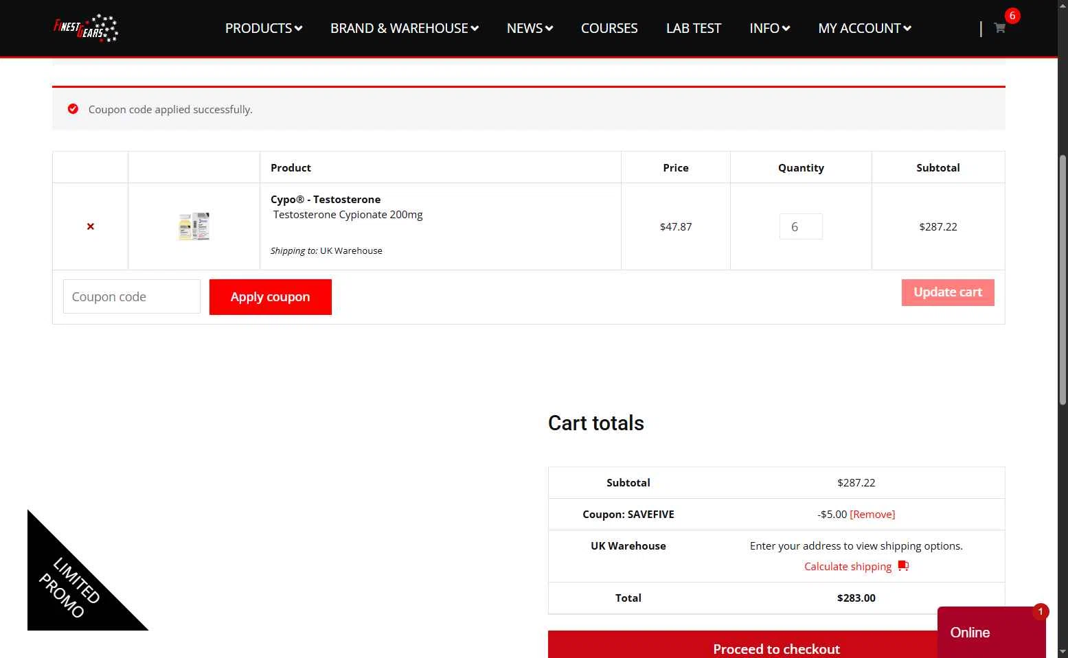 Finest Gears checkout page showing Finest Gears coupon code box | Screenshot taken by SimplyCodes community member on Jul 14, 2025