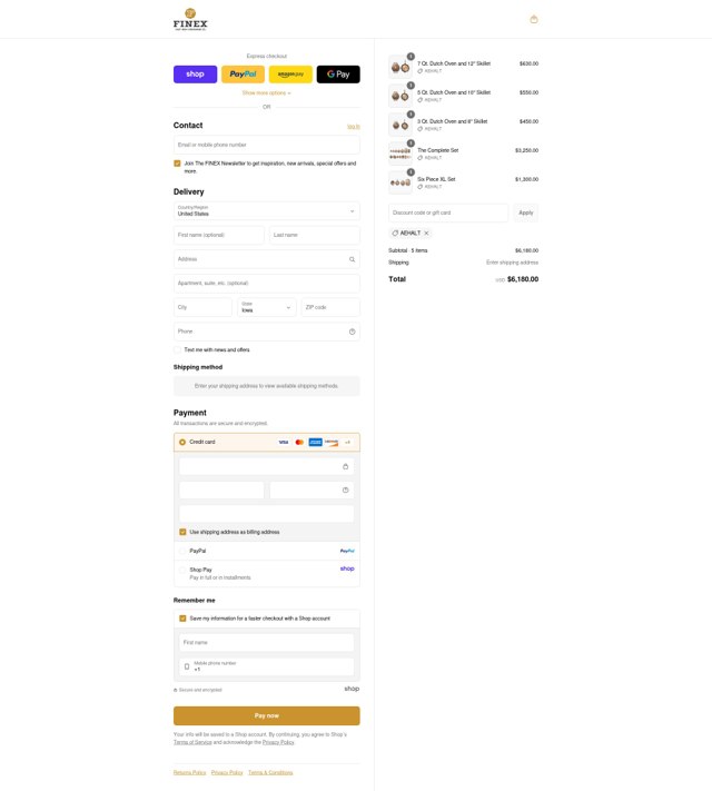 FINEX checkout page showing FINEX promo code box | Screenshot taken by SimplyCodes community member on Sep 7, 2025