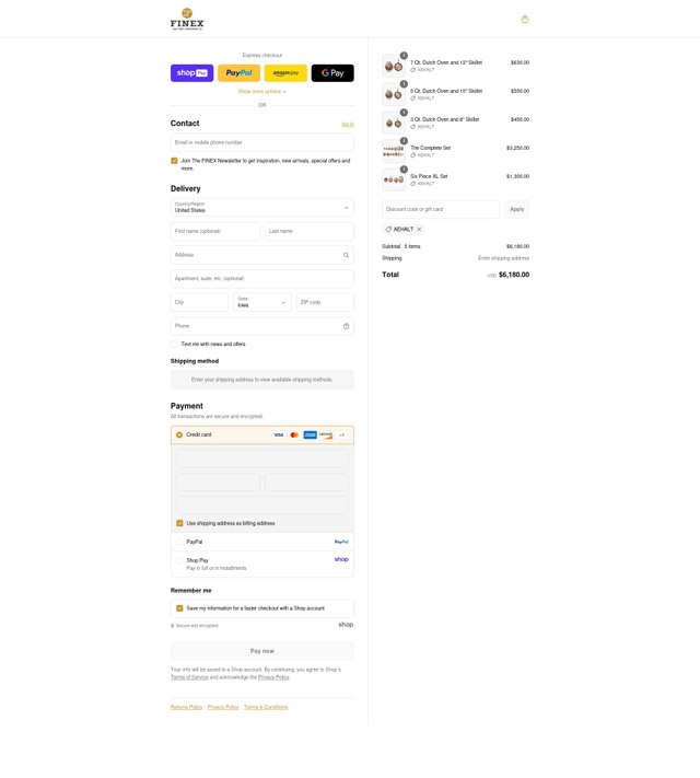 FINEX checkout page showing FINEX promo code box | Screenshot taken by SimplyCodes community member on Aug 21, 2025