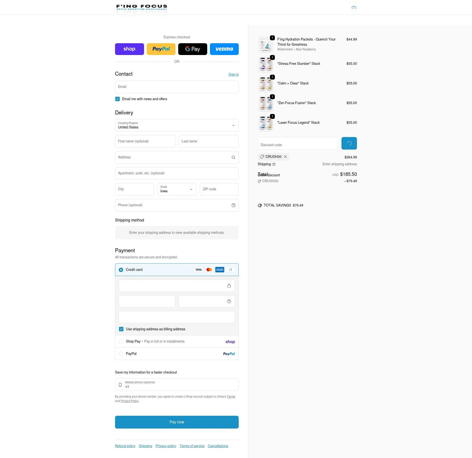 Fing Focus checkout page showing Fing Focus discount code box | Screenshot taken by SimplyCodes community member on Feb 10, 2026