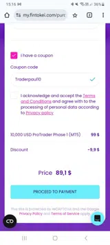 Traderpaul10 coupon verification screenshot