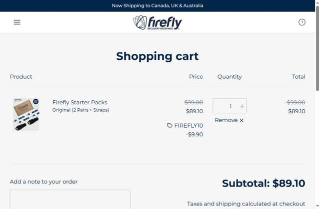 Firefly Recovery checkout page showing Firefly Recovery discount code box | Screenshot taken by SimplyCodes community member on Aug 29, 2025