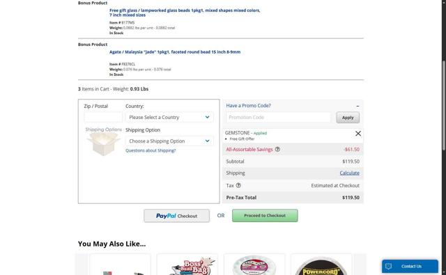 Fire Mountain Gems checkout page showing Fire Mountain Gems promo code box | Screenshot taken by SimplyCodes community member on Sep 1, 2025