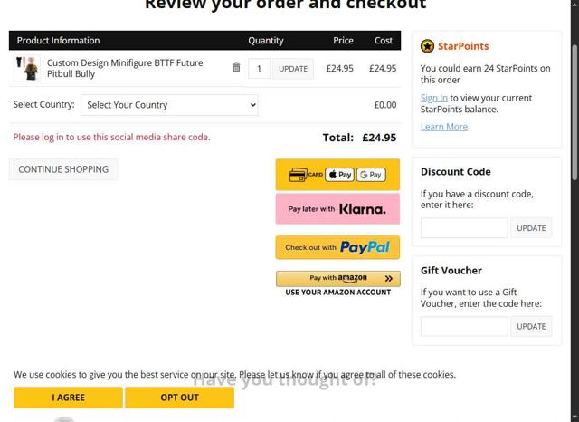 FireStar Toys checkout page showing FireStar Toys discount code box | Screenshot taken by SimplyCodes community member on Aug 6, 2025