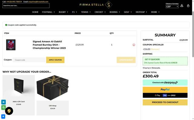 Firma Stella checkout page showing Firma Stella discount code box | Screenshot taken by SimplyCodes community member on Jun 30, 2025
