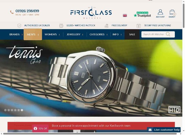 First Class Watches checkout page showing First Class Watches promo code box | Screenshot taken by SimplyCodes community member on Aug 21, 2025