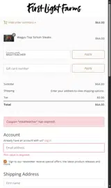 First Light Farms US coupon verification screenshot
