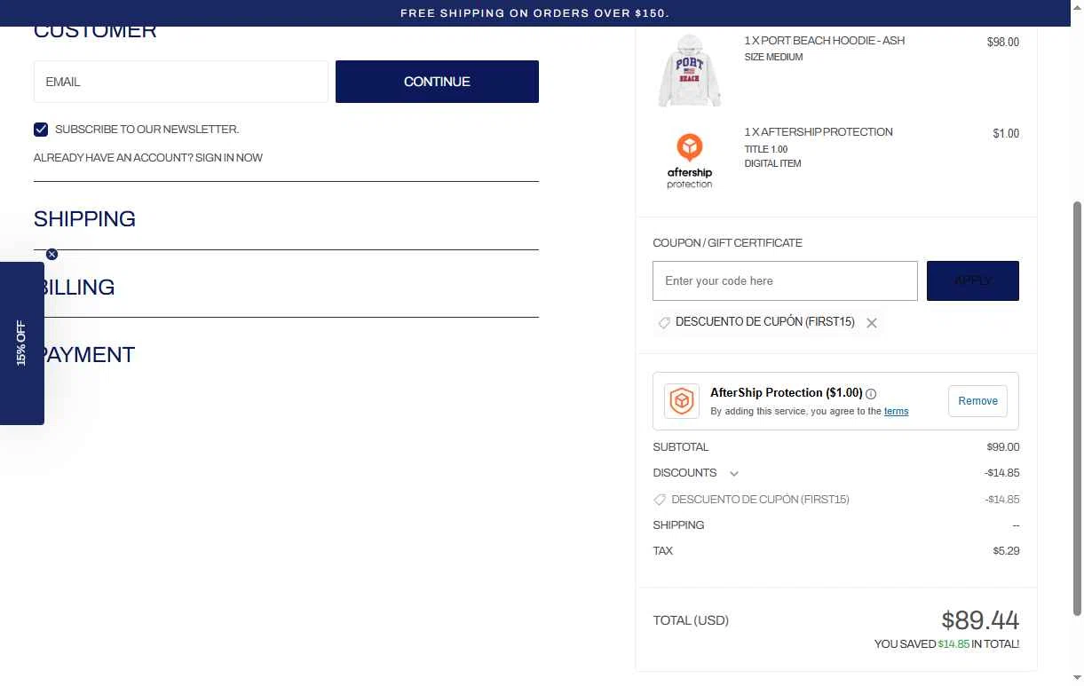 Firstport Company checkout page showing Firstport Company promo code box | Screenshot taken by SimplyCodes community member on Jan 17, 2026