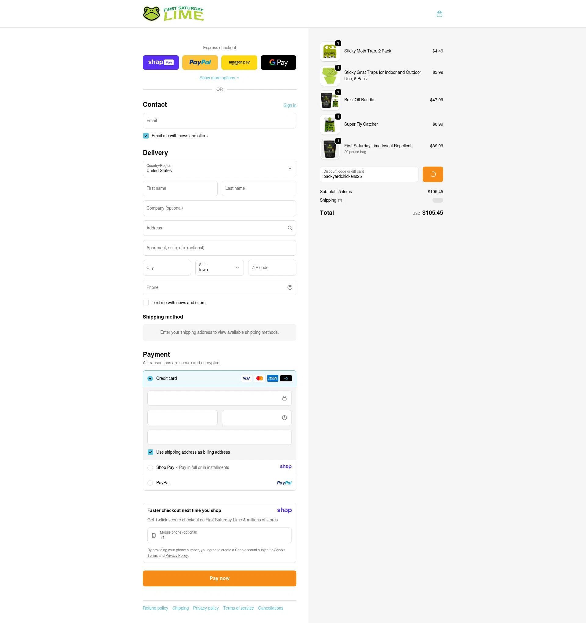 First Saturday Lime checkout page showing First Saturday Lime discount code box | Screenshot taken by SimplyCodes community member on Jan 11, 2026