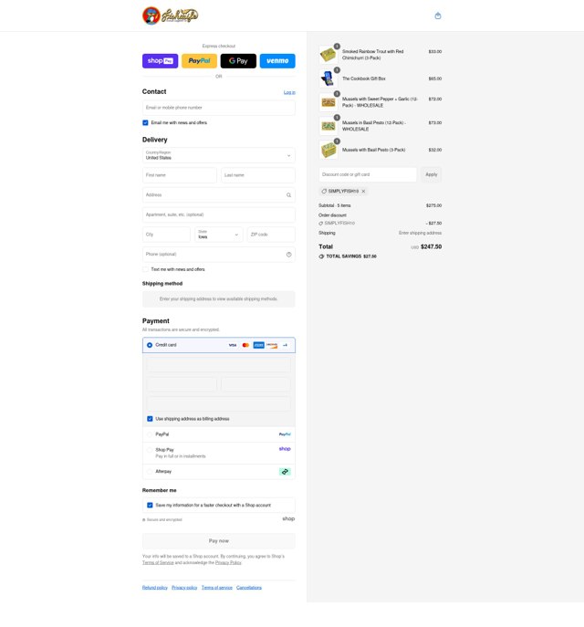 Fishwife checkout page showing Fishwife discount code box | Screenshot taken by SimplyCodes community member on Aug 22, 2025
