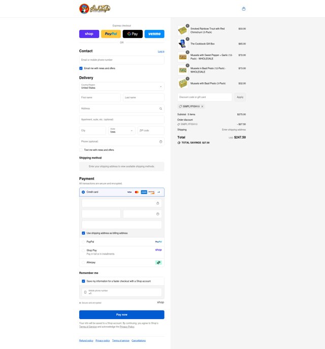 Fishwife checkout page showing Fishwife discount code box | Screenshot taken by SimplyCodes community member on Sep 4, 2025