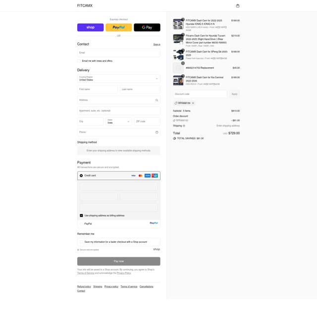 FITCAMX checkout page showing FITCAMX discount code box | Screenshot taken by SimplyCodes community member on Sep 11, 2025