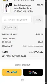 10JEDU coupon verification screenshot