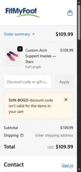 SUN-BOGO coupon verification screenshot
