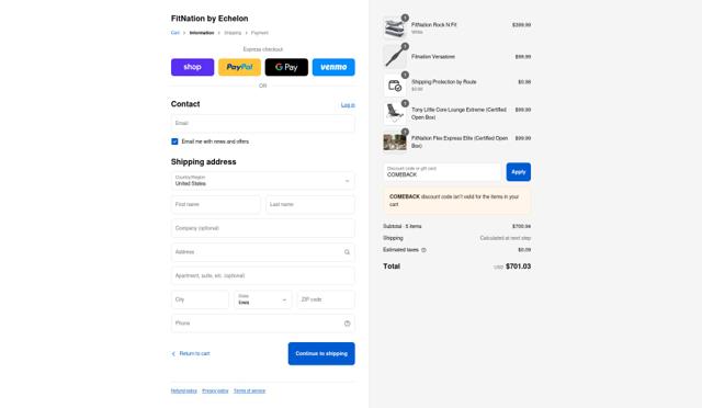 FitNation checkout page showing FitNation discount code box | Screenshot taken by SimplyCodes community member on Sep 6, 2025