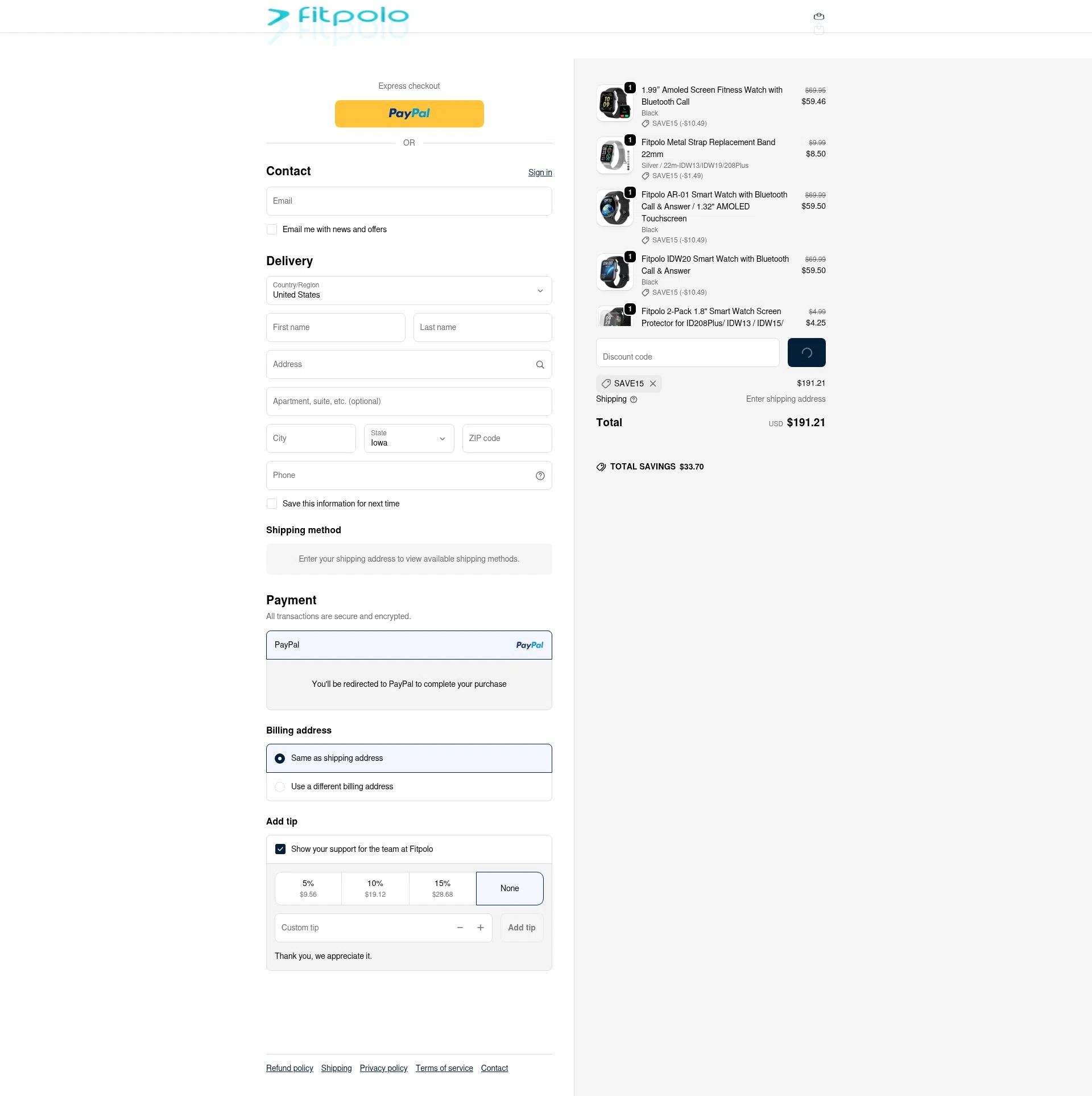 Fitpolo checkout page showing Fitpolo promo code box | Screenshot taken by SimplyCodes community member on Feb 12, 2026