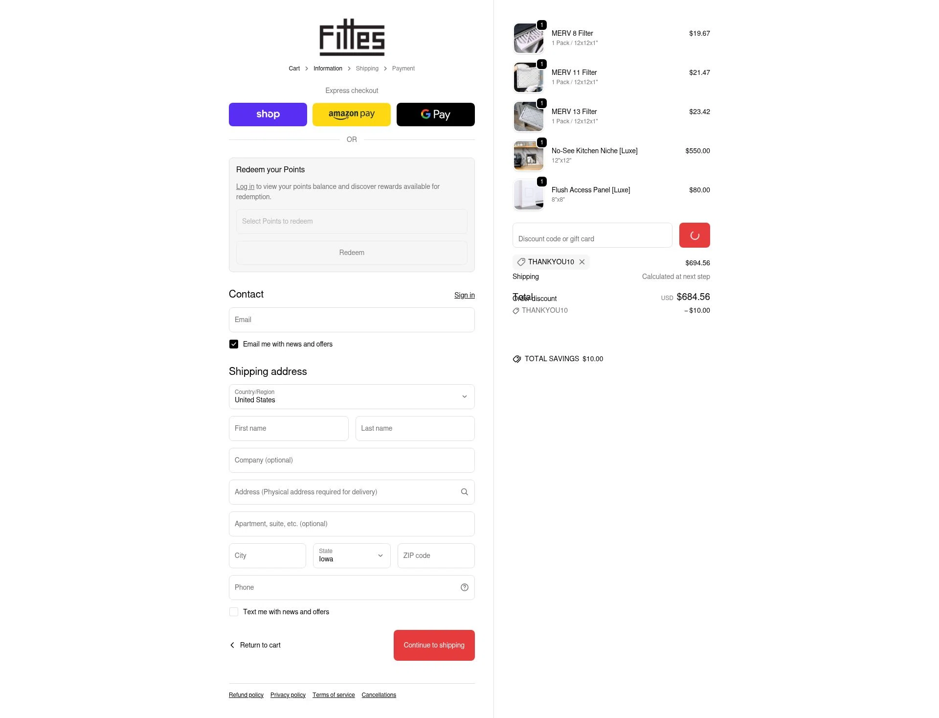 Fittes checkout page showing Fittes discount code box | Screenshot taken by SimplyCodes community member on Jan 8, 2026