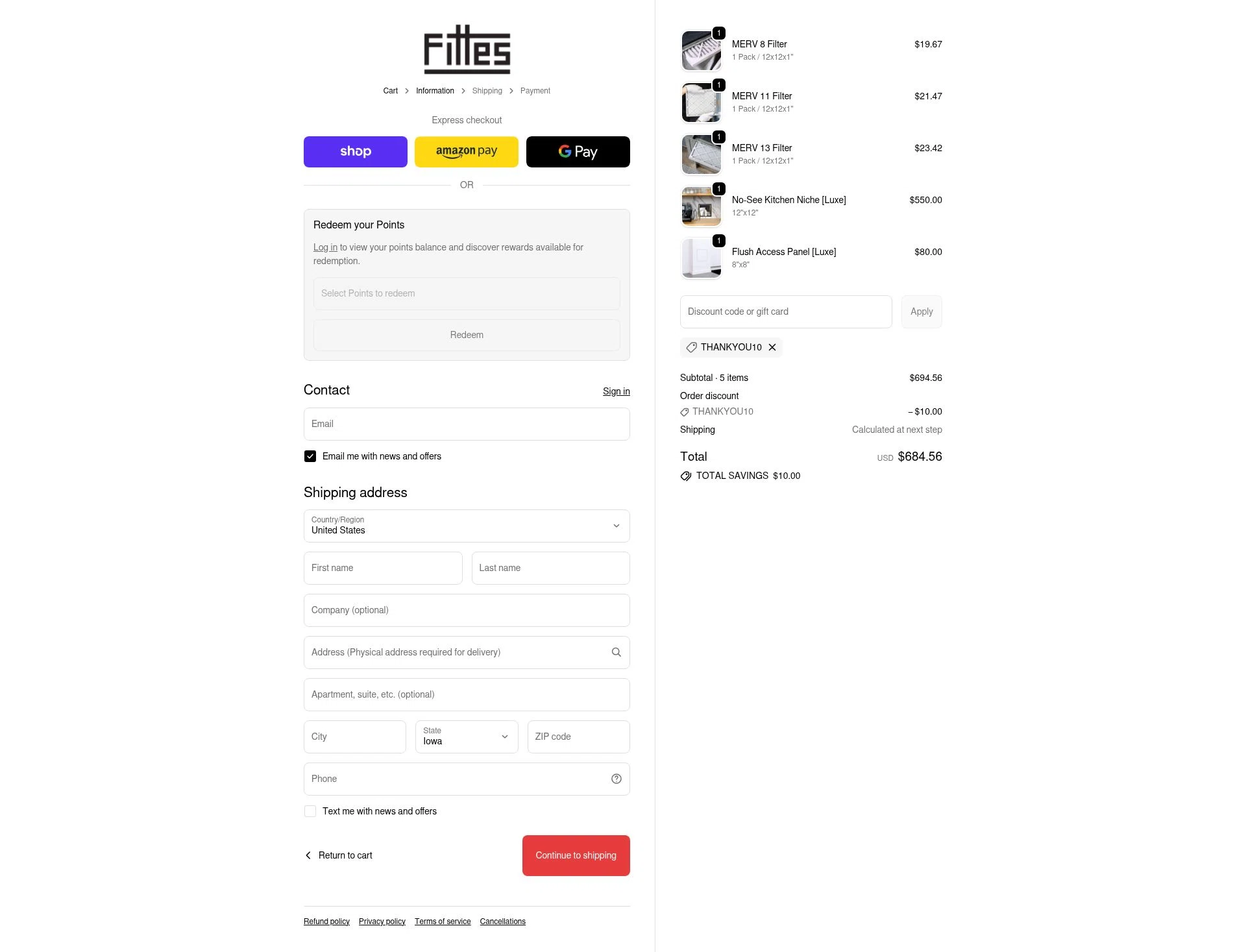 Fittes checkout page showing Fittes discount code box | Screenshot taken by SimplyCodes community member on Nov 15, 2025