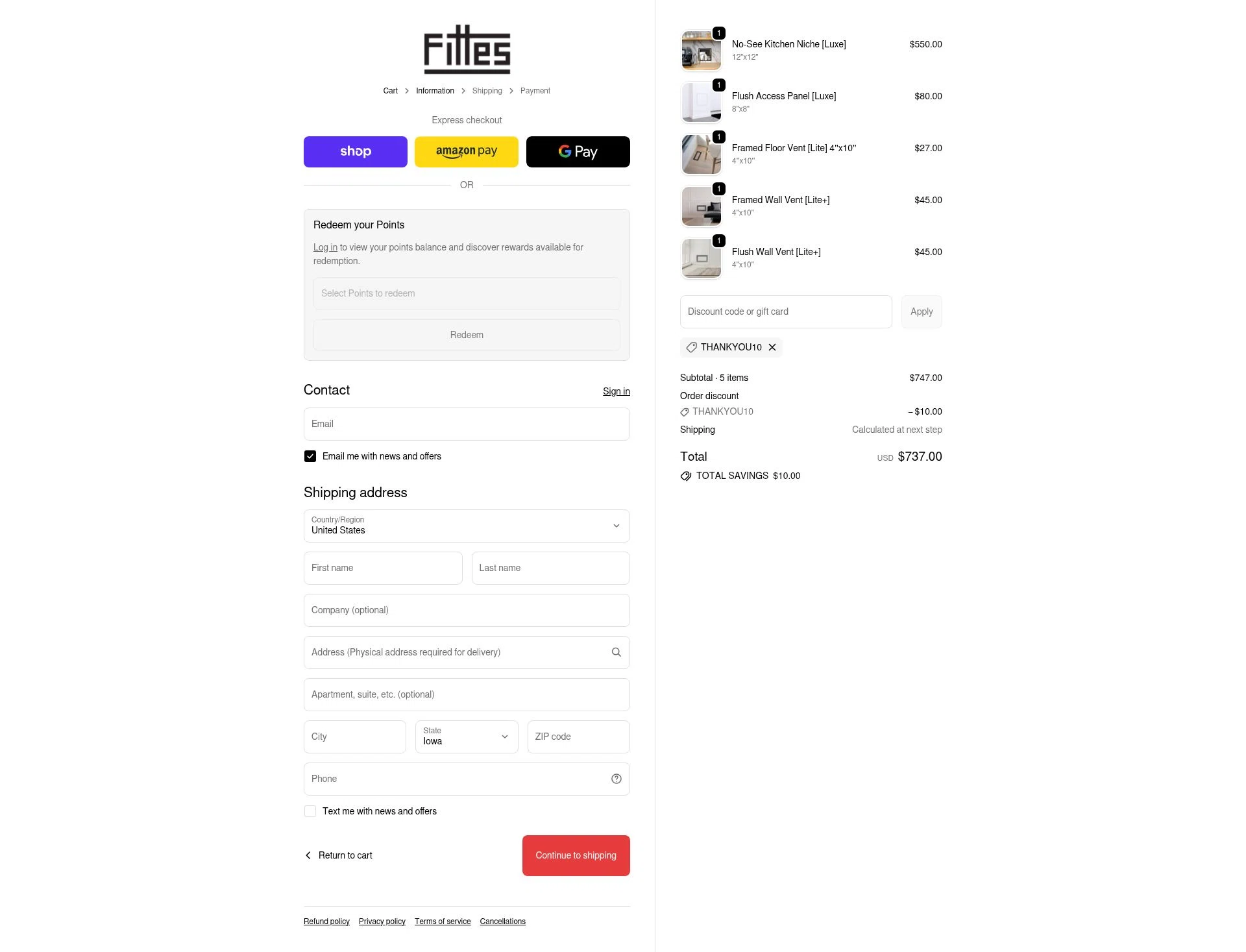Fittes checkout page showing Fittes discount code box | Screenshot taken by SimplyCodes community member on Nov 10, 2025