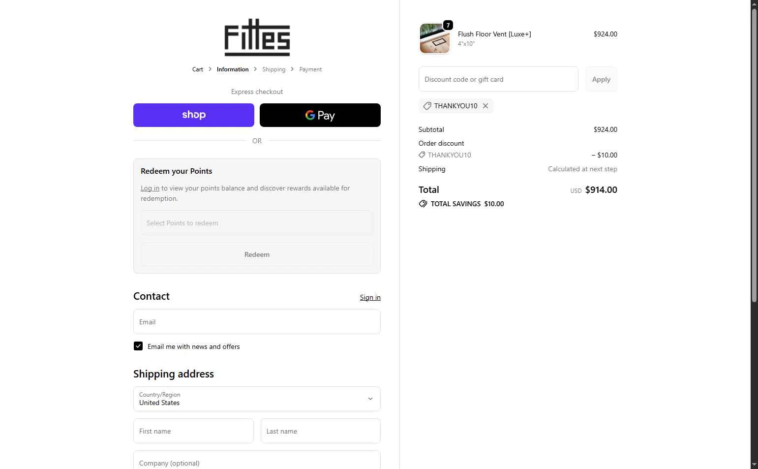 Fittes checkout page showing Fittes discount code box | Screenshot taken by SimplyCodes community member on Dec 29, 2025