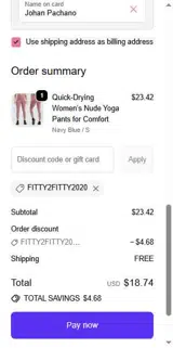 Fitty2fitty2020 coupon verification screenshot