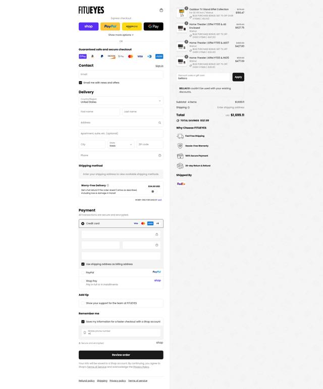 Fitueyes checkout page showing Fitueyes discount code box | Screenshot taken by SimplyCodes community member on Sep 14, 2025