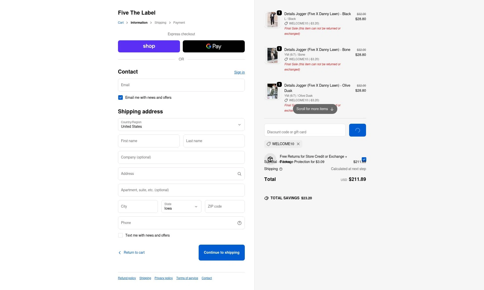 Five Dancewear checkout page showing Five Dancewear discount code box | Screenshot taken by SimplyCodes community member on Feb 5, 2026