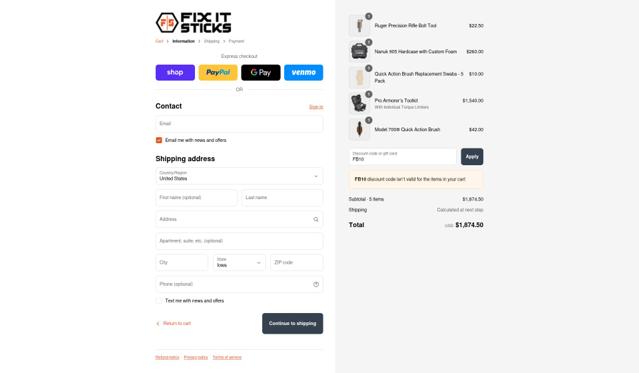 Fix It Sticks checkout page showing Fix It Sticks discount code box | Screenshot taken by SimplyCodes community member on Sep 14, 2025
