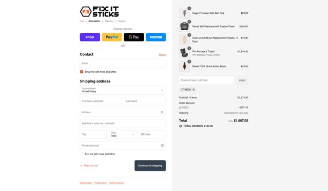 Fix It Sticks checkout page showing Fix It Sticks discount code box | Screenshot taken by SimplyCodes community member on Sep 14, 2025