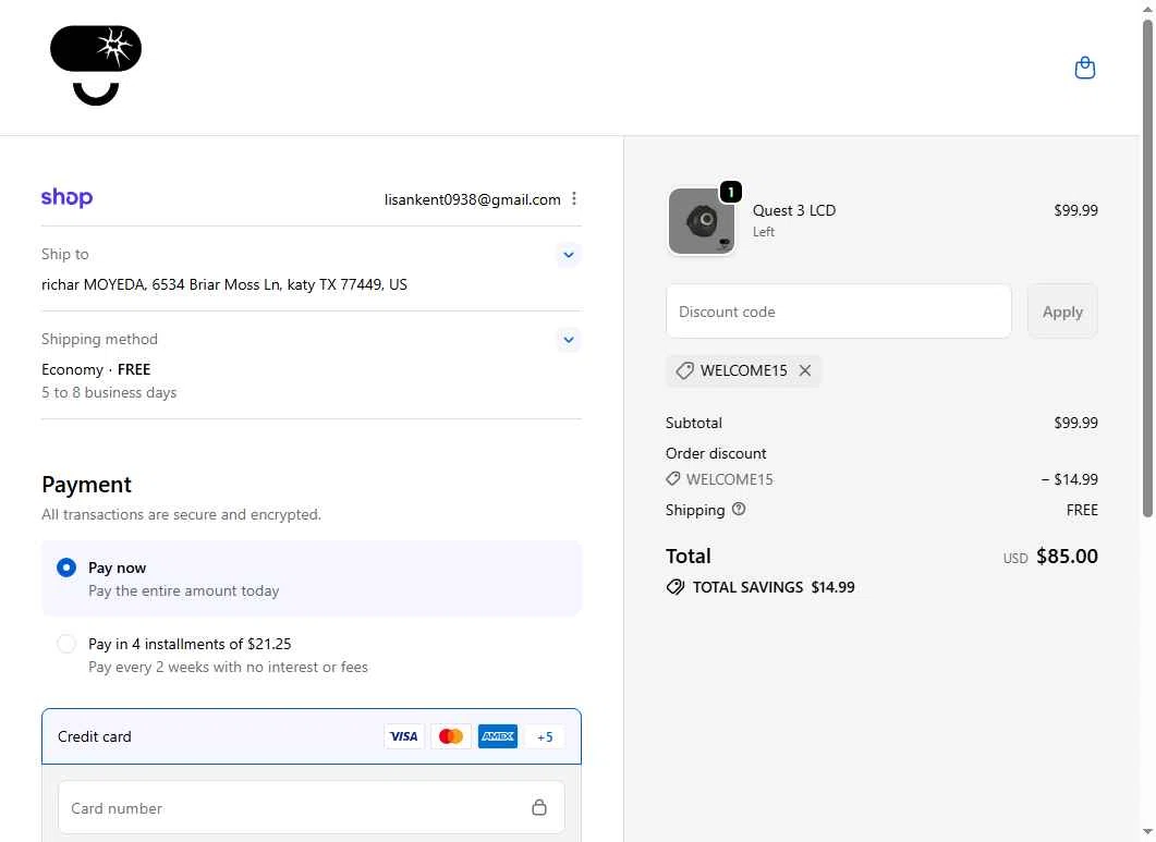 Fix My Oculus checkout page showing Fix My Oculus promo code box | Screenshot taken by SimplyCodes community member on Nov 22, 2025