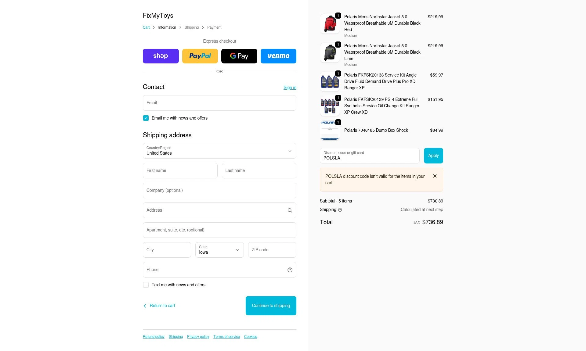 FixMyToys checkout page showing FixMyToys discount code box | Screenshot taken by SimplyCodes community member on Nov 23, 2025