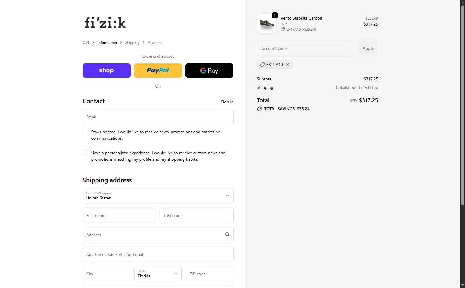 Fizik checkout page showing Fizik discount code box | Screenshot taken by SimplyCodes community member on Dec 2, 2025