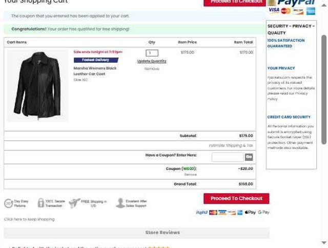 FJackets checkout page showing FJackets coupon code box | Screenshot taken by SimplyCodes community member on Aug 27, 2025