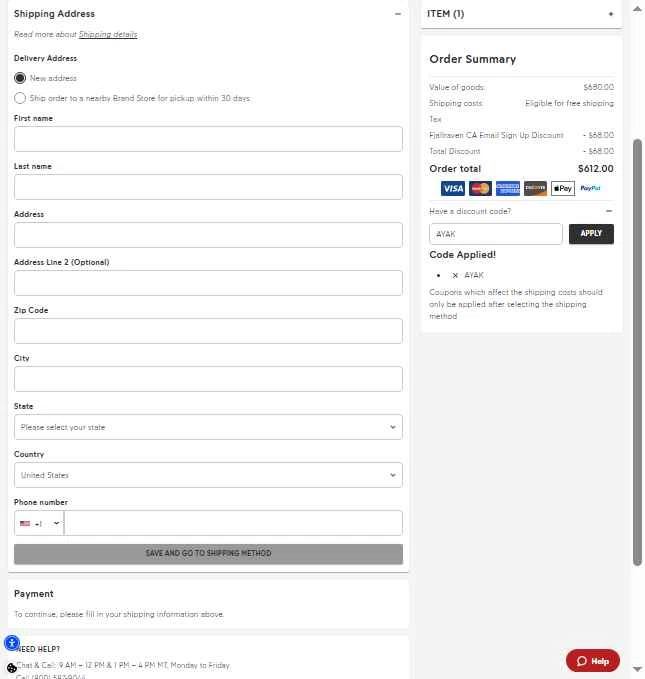 Fjallraven checkout page showing Fjallraven discount code box | Screenshot taken by SimplyCodes community member on Feb 5, 2026