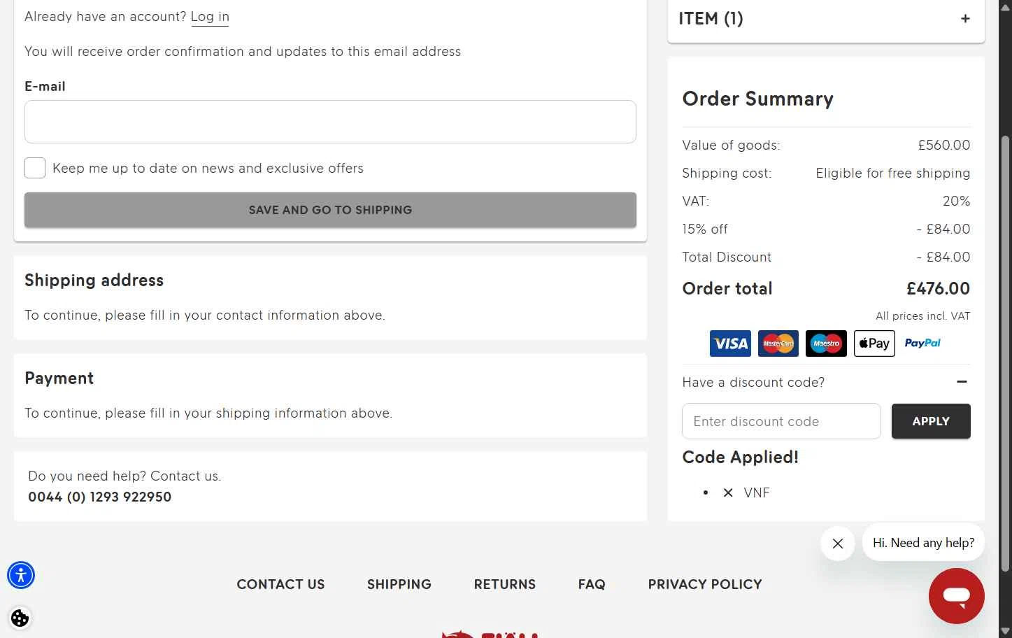 Fjallraven checkout page showing Fjallraven discount code box | Screenshot taken by SimplyCodes community member on Jan 2, 2026