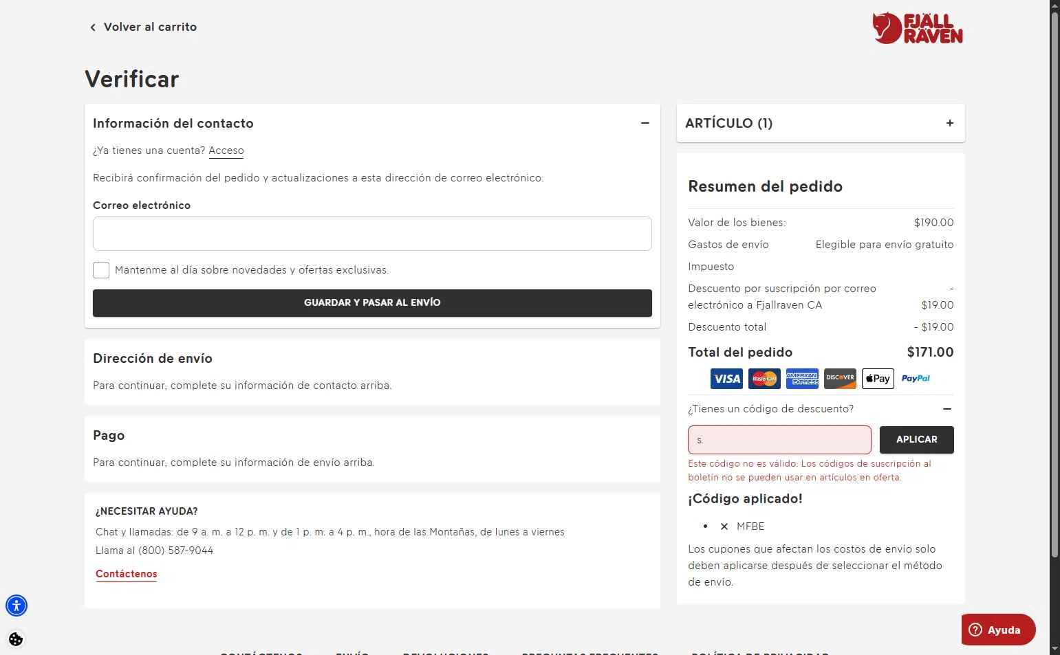 Fjallraven checkout page showing Fjallraven discount code box | Screenshot taken by SimplyCodes community member on Feb 18, 2026