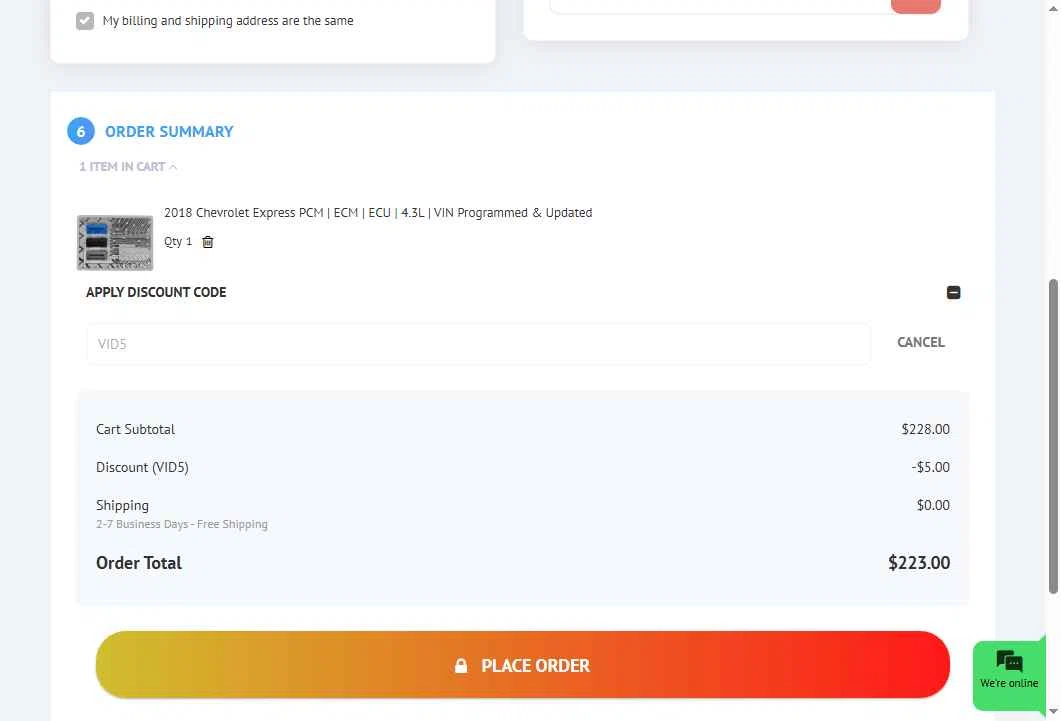 Flagship One checkout page showing Flagship One discount code box | Screenshot taken by SimplyCodes community member on Nov 1, 2025