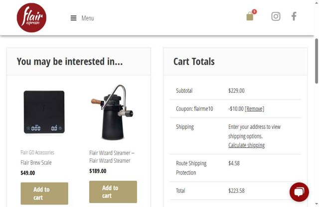 Flair Espresso Maker checkout page showing Flair Espresso Maker promo code box | Screenshot taken by SimplyCodes community member on Jun 12, 2025
