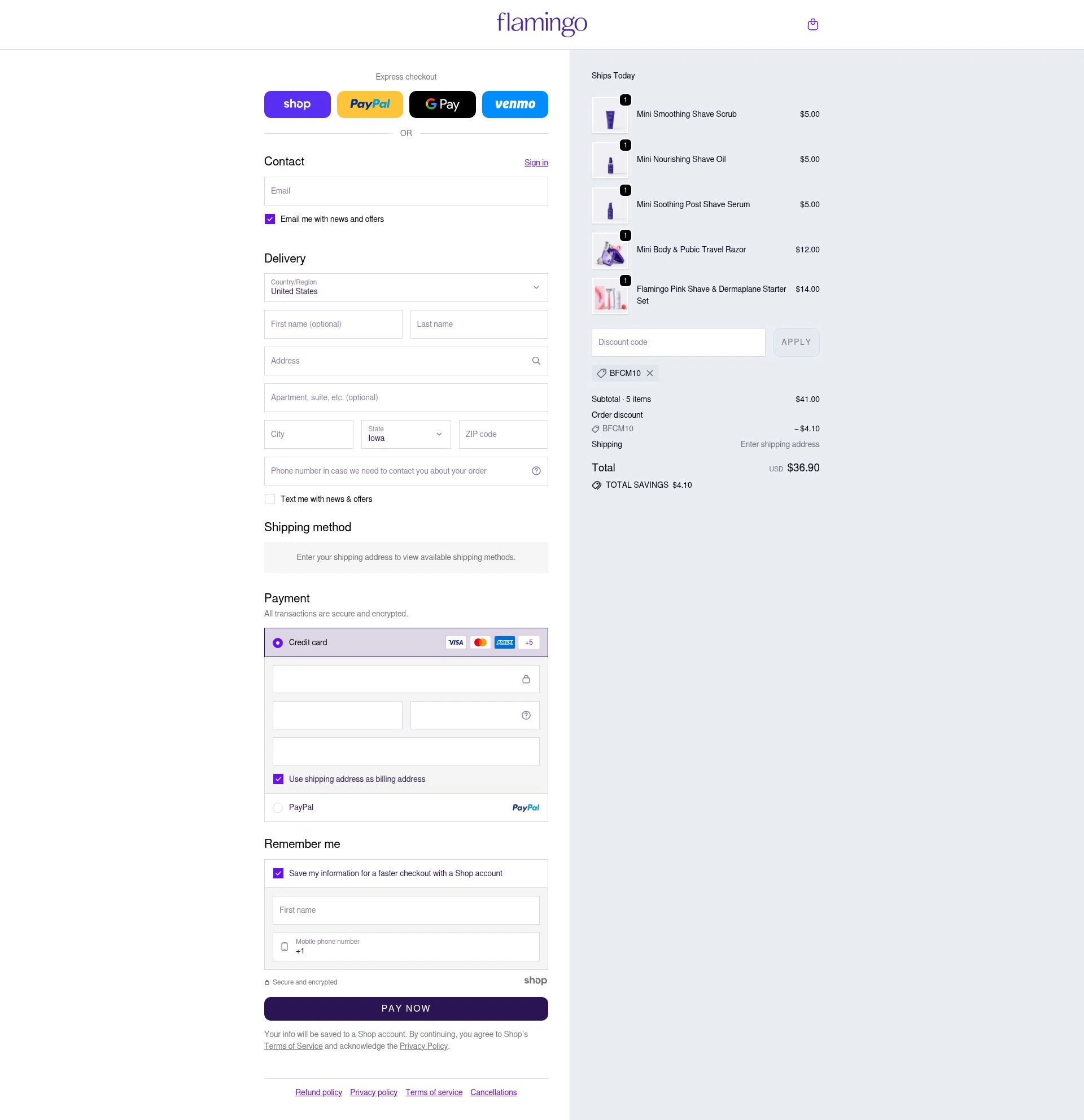 Flamingo checkout page showing Flamingo promo code box | Screenshot taken by SimplyCodes community member on Nov 30, 2025
