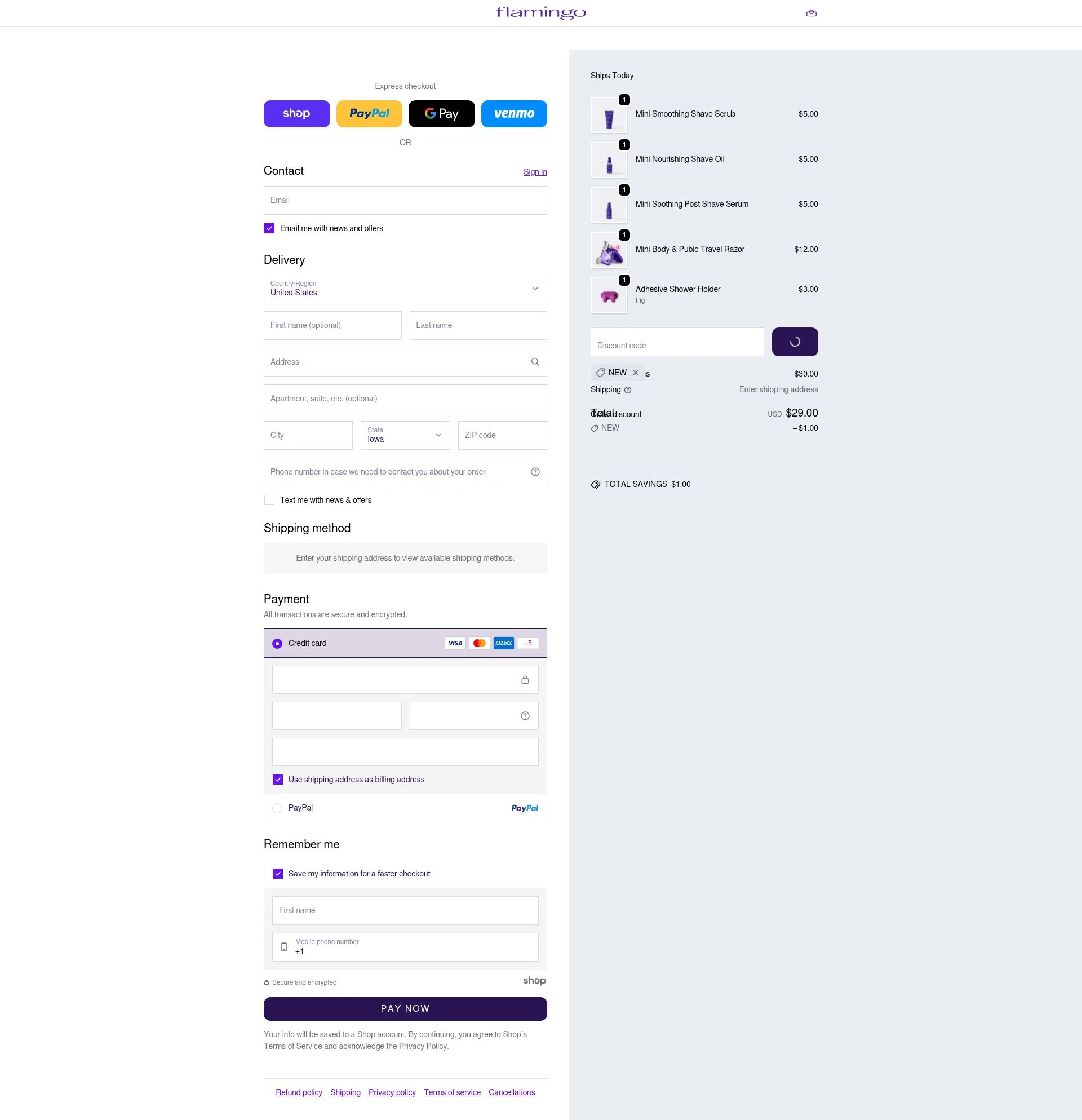 Flamingo checkout page showing Flamingo promo code box | Screenshot taken by SimplyCodes community member on Dec 23, 2025