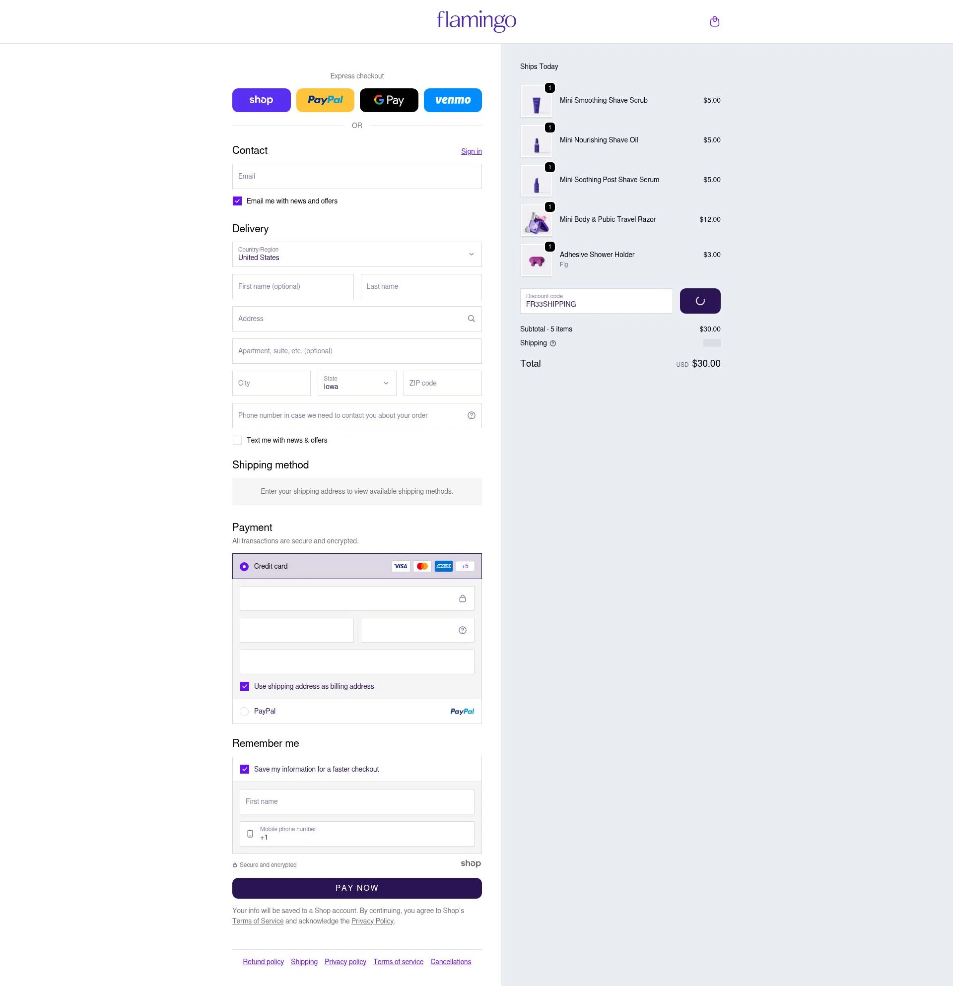 Flamingo checkout page showing Flamingo promo code box | Screenshot taken by SimplyCodes community member on Dec 23, 2025