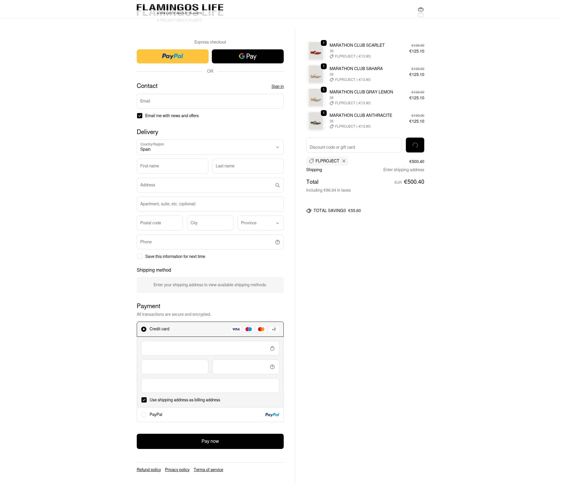 Flamingos' Life checkout page showing Flamingos' Life discount code box | Screenshot taken by SimplyCodes community member on Feb 13, 2026