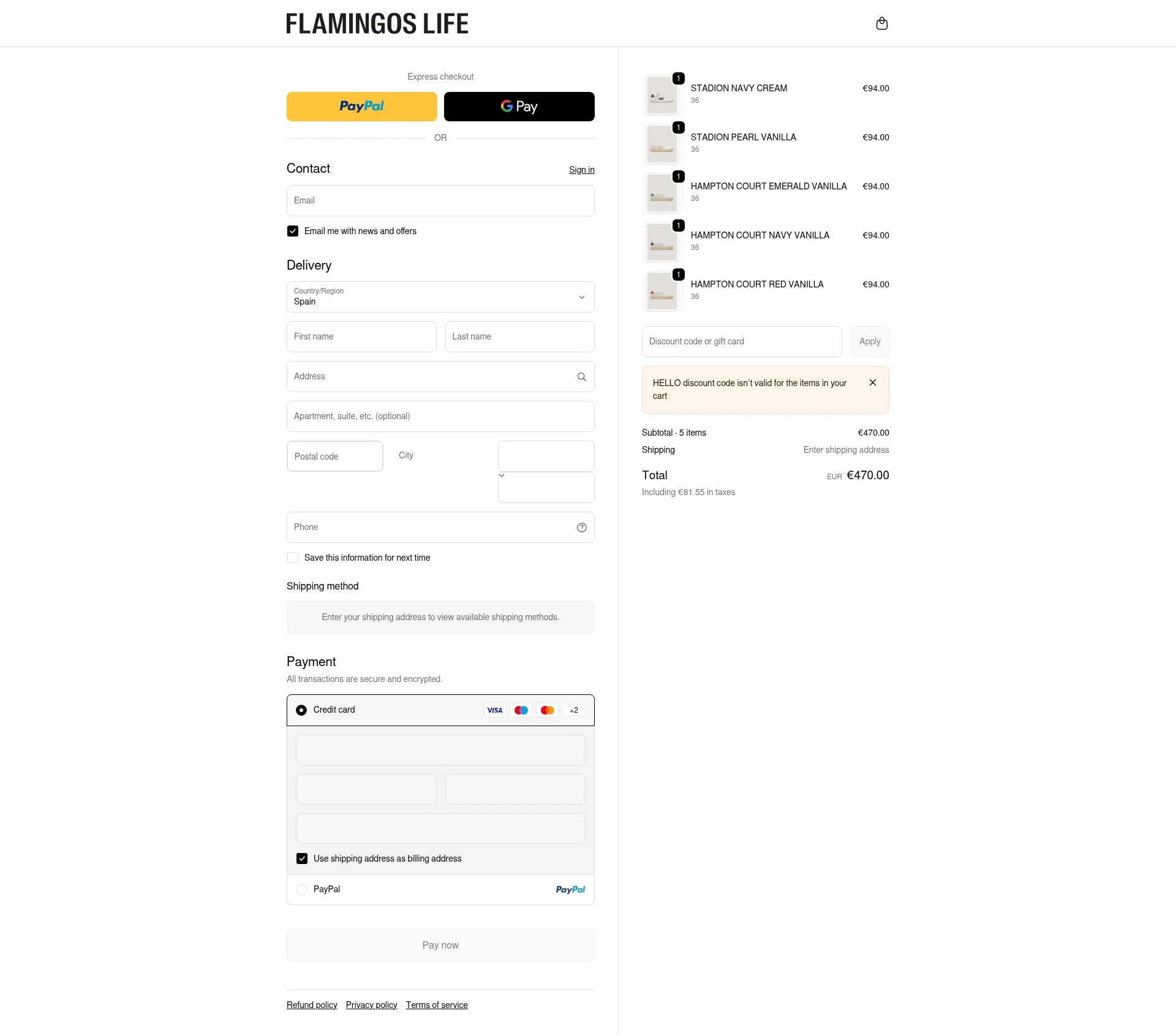 Flamingos' Life checkout page showing Flamingos' Life discount code box | Screenshot taken by SimplyCodes community member on Feb 17, 2026