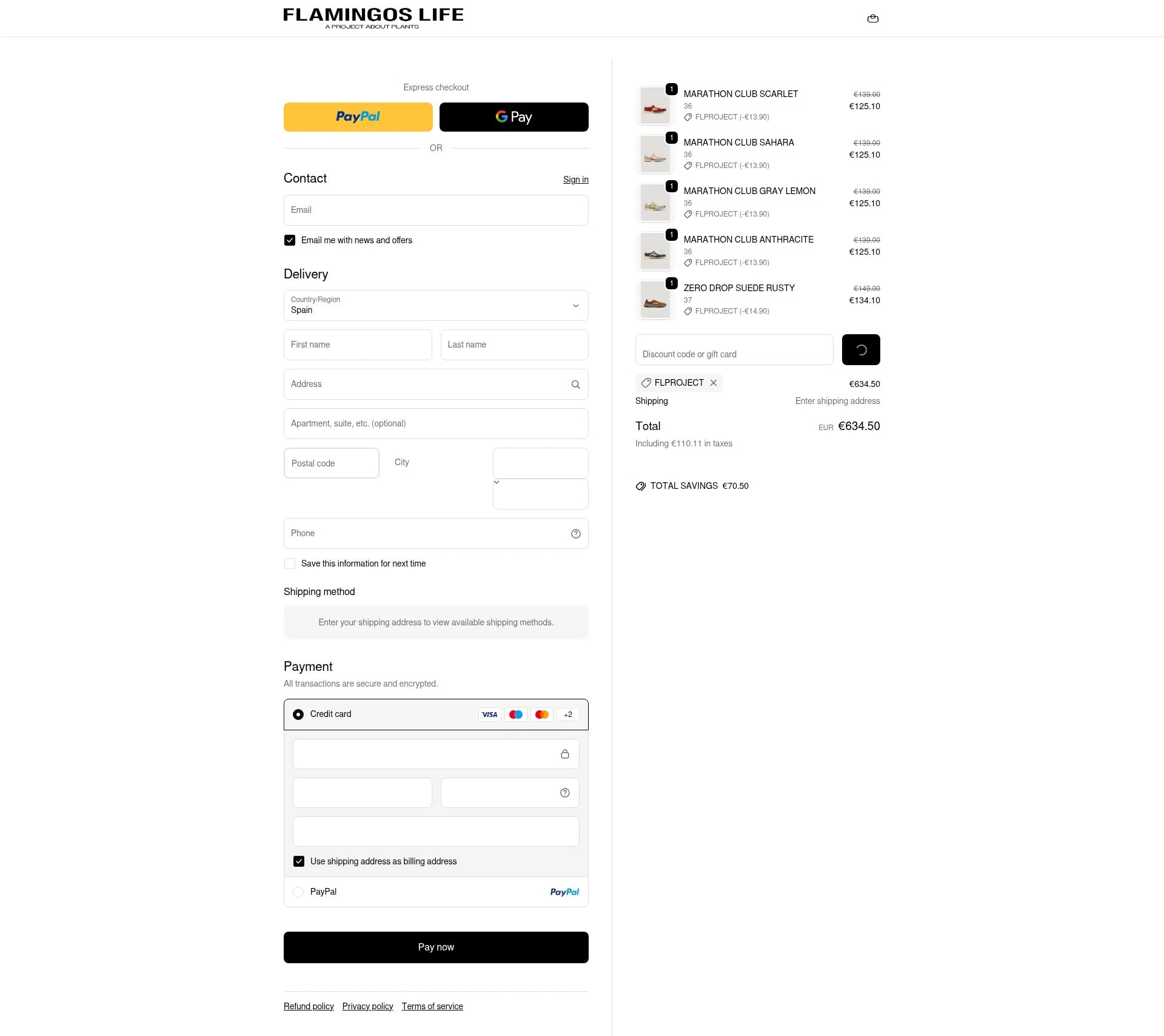 Flamingos' Life checkout page showing Flamingos' Life discount code box | Screenshot taken by SimplyCodes community member on Feb 8, 2026