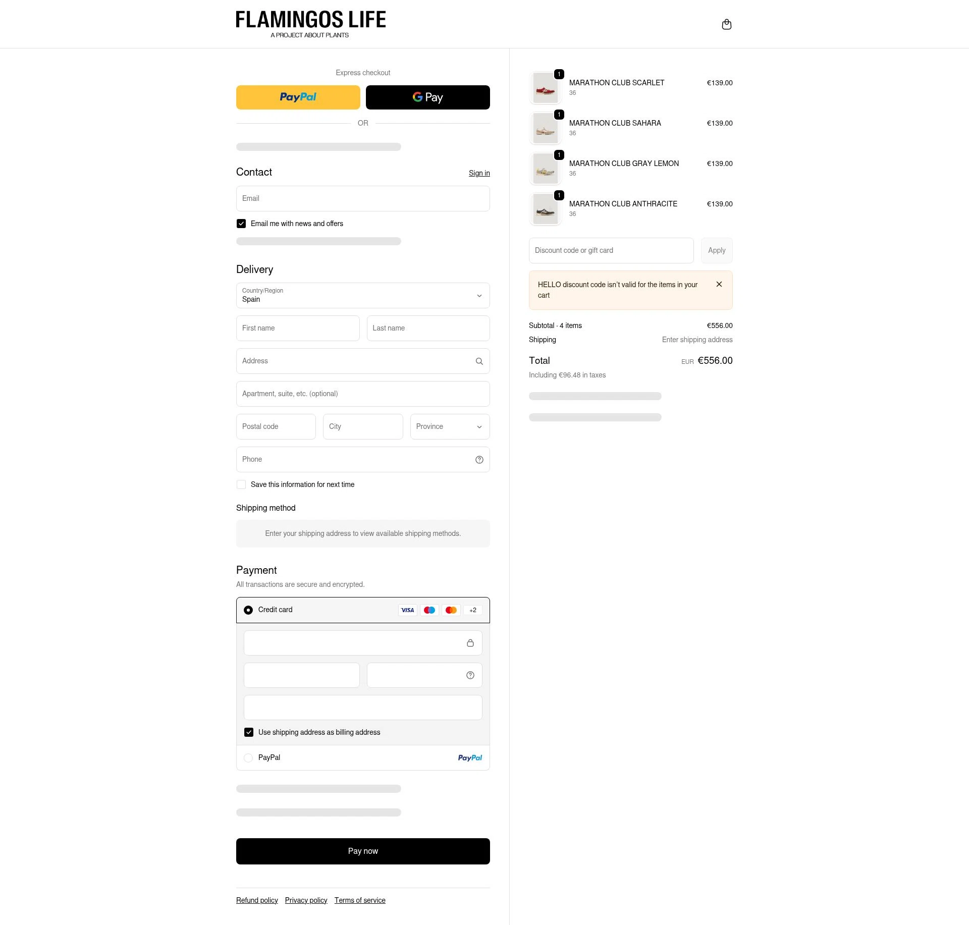 Flamingos' Life checkout page showing Flamingos' Life discount code box | Screenshot taken by SimplyCodes community member on Jan 31, 2026