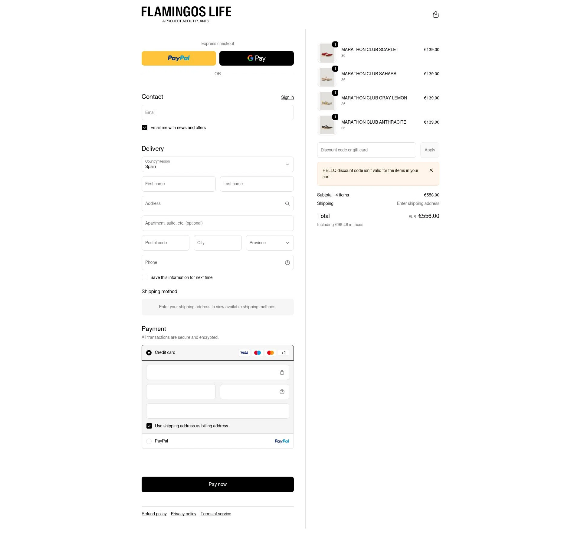 Flamingos' Life checkout page showing Flamingos' Life discount code box | Screenshot taken by SimplyCodes community member on Feb 13, 2026
