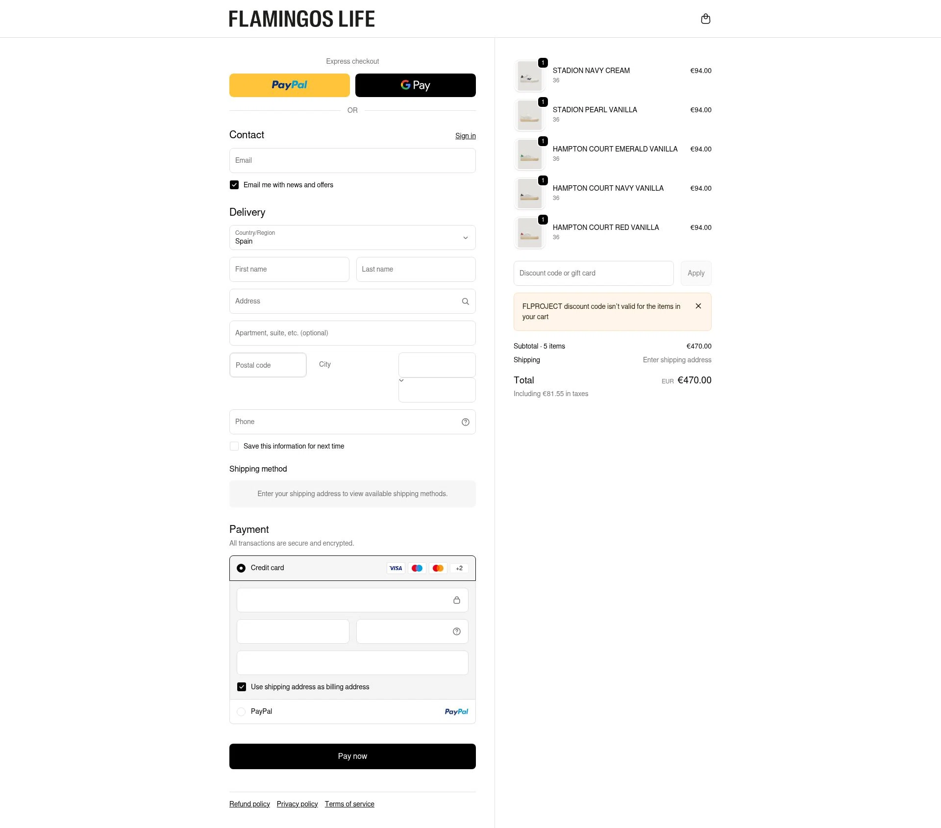 Flamingos' Life checkout page showing Flamingos' Life discount code box | Screenshot taken by SimplyCodes community member on Feb 17, 2026