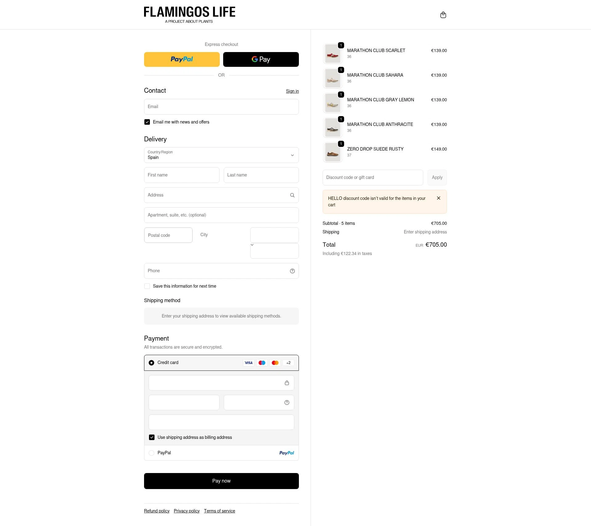 Flamingos' Life checkout page showing Flamingos' Life discount code box | Screenshot taken by SimplyCodes community member on Feb 8, 2026