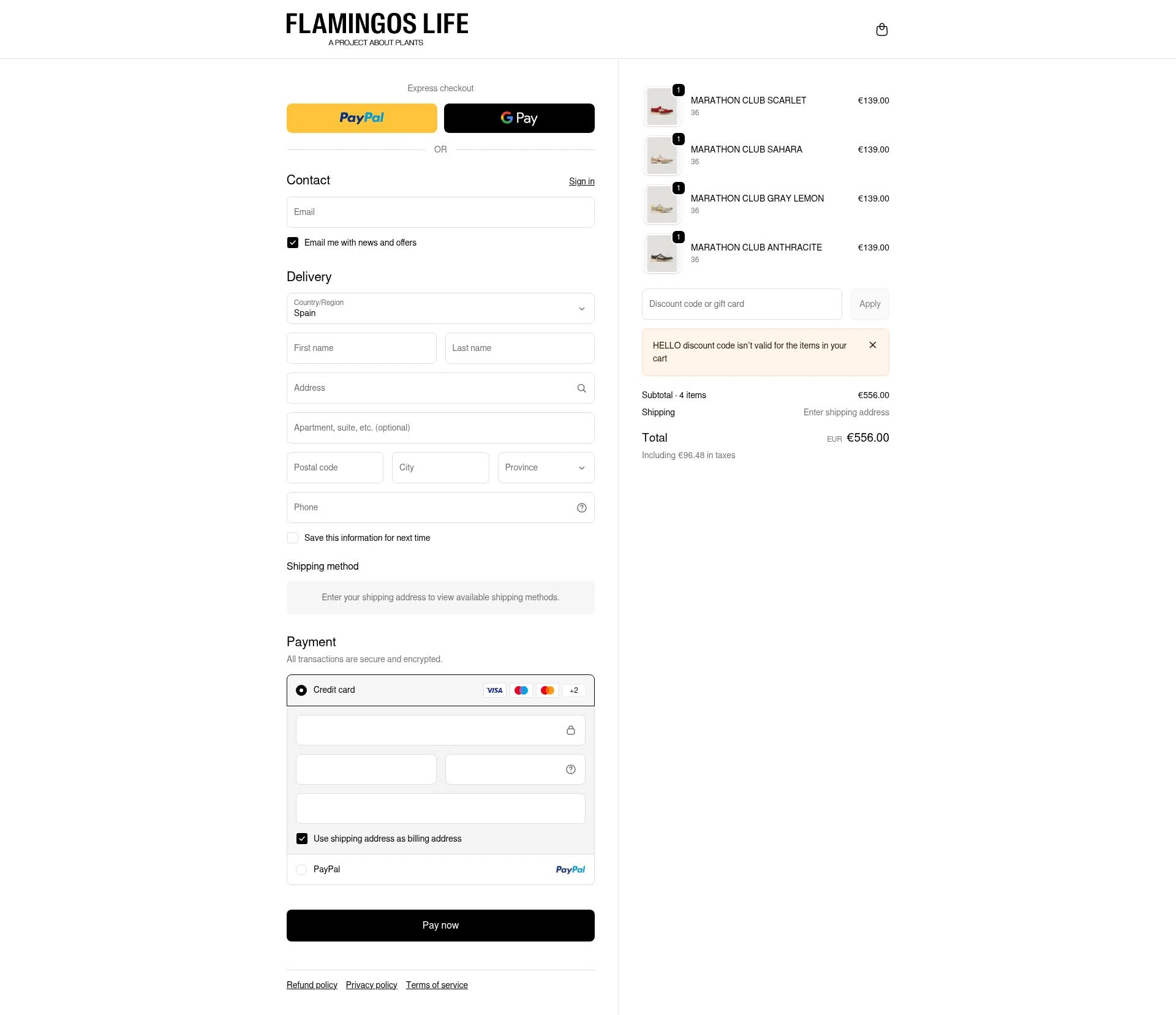 Flamingos' Life checkout page showing Flamingos' Life discount code box | Screenshot taken by SimplyCodes community member on Feb 4, 2026