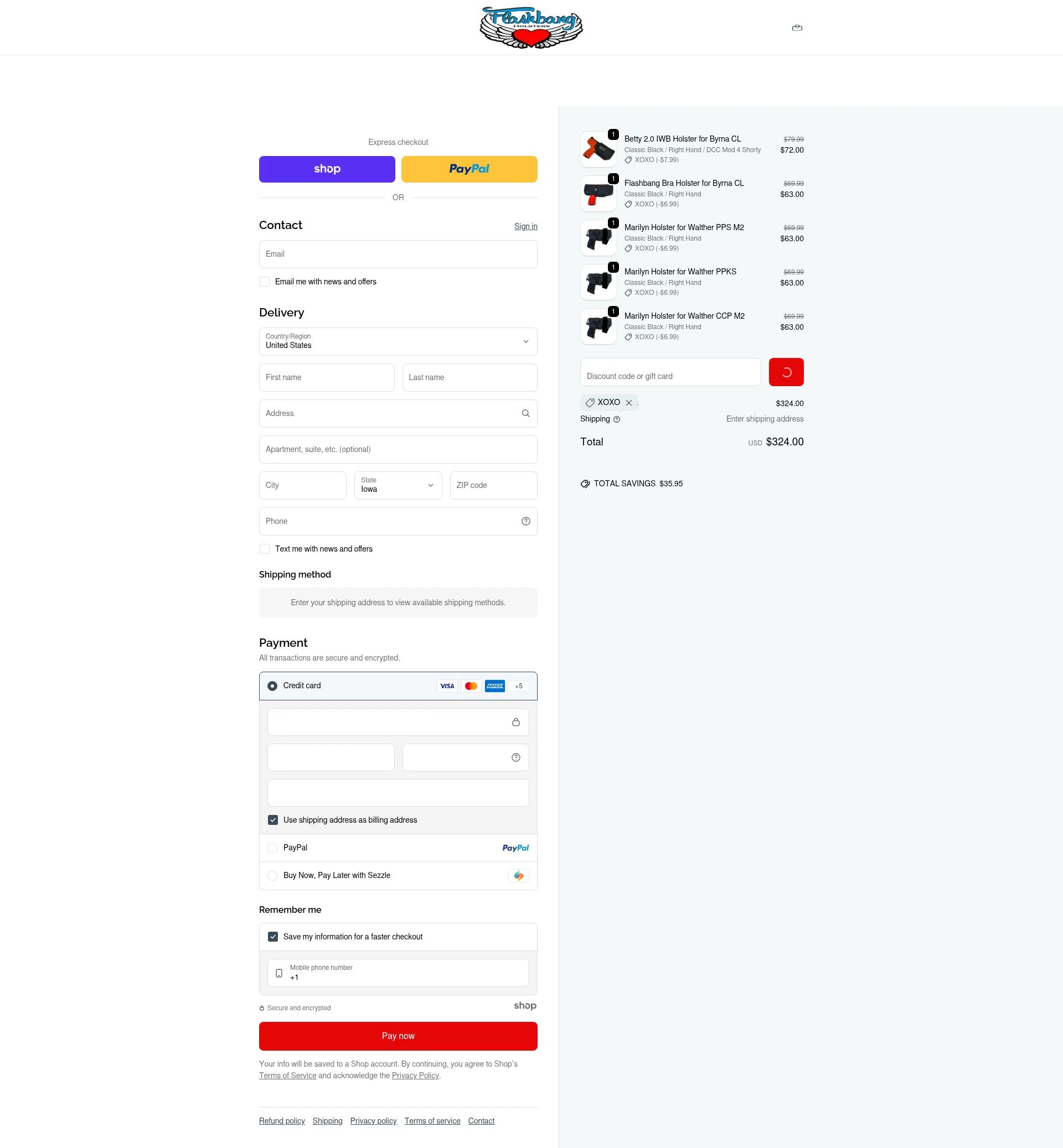 Flashbang Boutique checkout page showing Flashbang Boutique promo code box | Screenshot taken by SimplyCodes community member on Jan 1, 2026